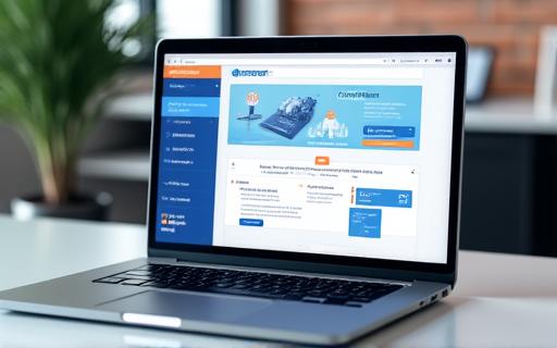 Laptop displaying a custom website layout.